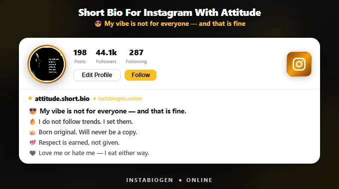 Short Bio For Instagram With Attitude